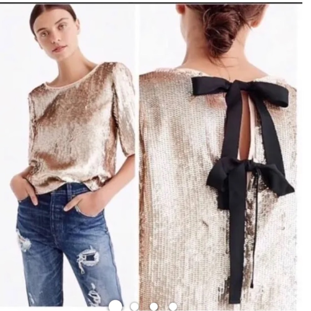J.Crew sequined top with ribbons P00
